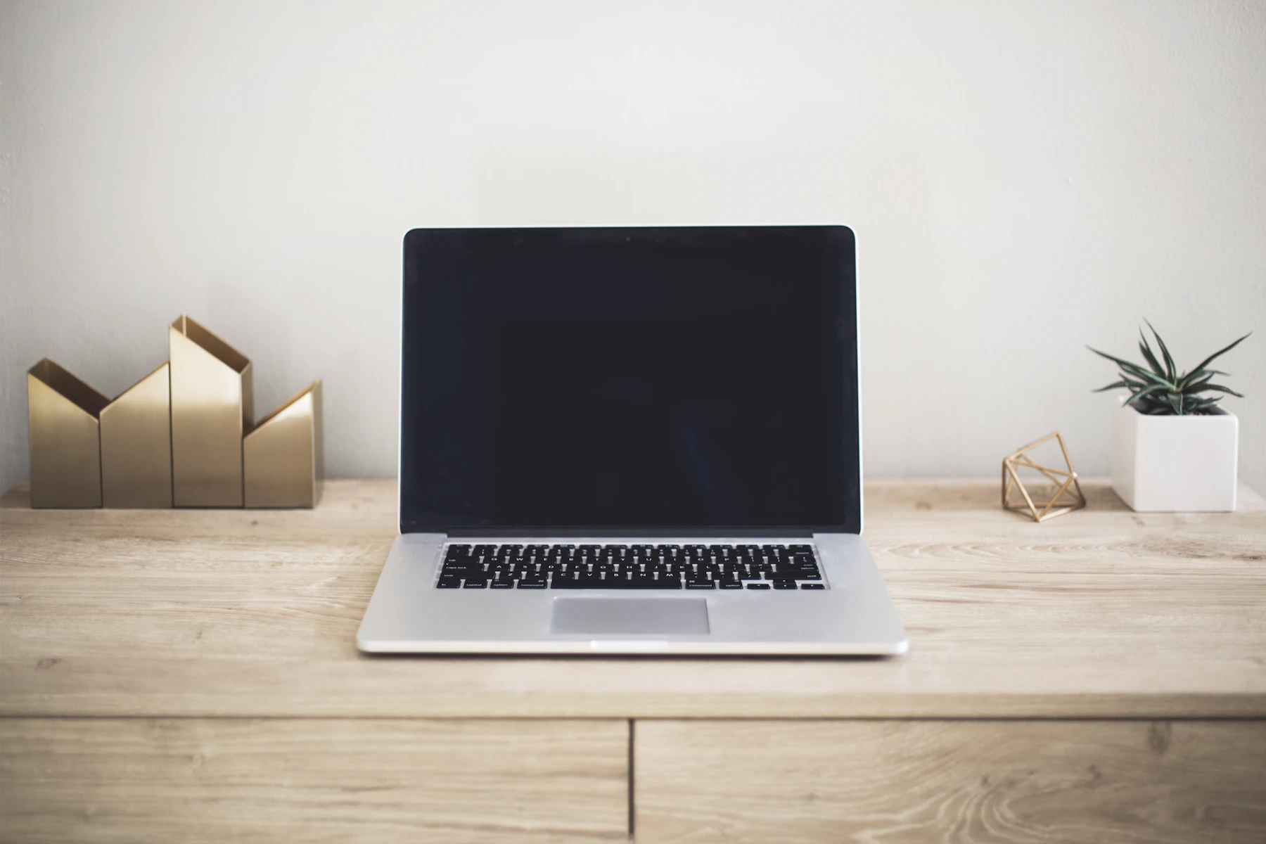 Minimal workspace with laptop